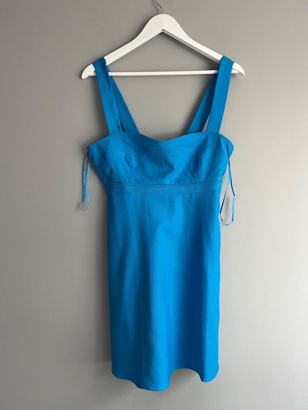 J.Crew NWT $198 Empire Waist Mini Dress Cerulean Blue Linen Blend Size 8 CV560